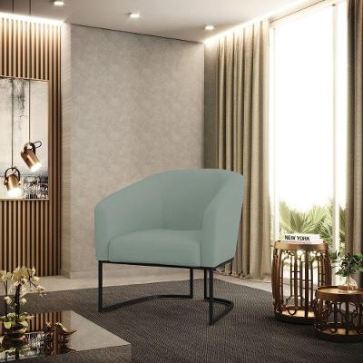 Poltrona Sala Decorativa Stella Base Industrial Veludo Cotelê Verde Preto D Rossi