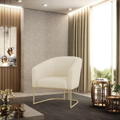 Poltrona Sala Decorativa Stella Base Industrial Veludo Cotelê Cor Bege D'Rossi