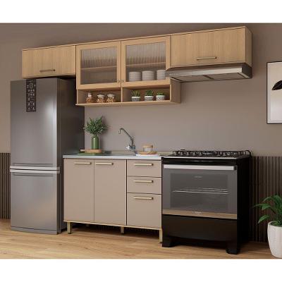 Cozinha Compacta 100% Mdf 4 Pçs Duna Luciane Móveis Freijó-cinammon