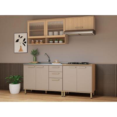 Cozinha Compacta 100% Mdf 4 Pçs Duna Luciane Móveis Freijó-cinammon