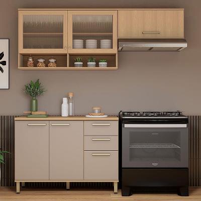 Cozinha Compacta 100% Mdf 3 Pçs 200cm Duna Freijó-cinammon