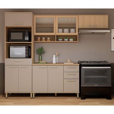 Cozinha Compacta 100% Mdf 4 Pçs 270cm Duna Luciane Móveis Freijó-cinammon