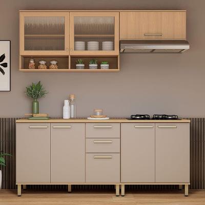 Cozinha Compacta 100% Mdf 4 Pçs 200cm Duna Freijó-cinammon