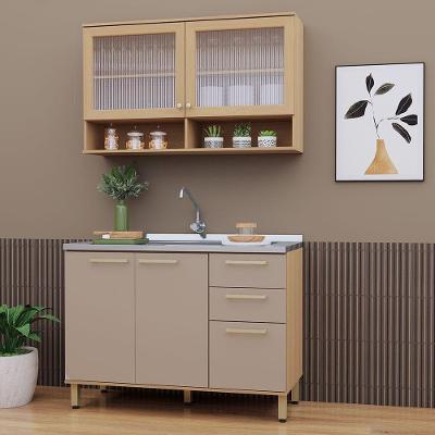 Cozinha Compacta 100% Mdf 2 Pçs Duna Luciane Móveis Freijó-cinammon