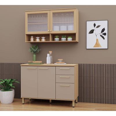 Cozinha Compacta 100% Mdf 2 Pçs 120cm Duna Freijó-cinammon