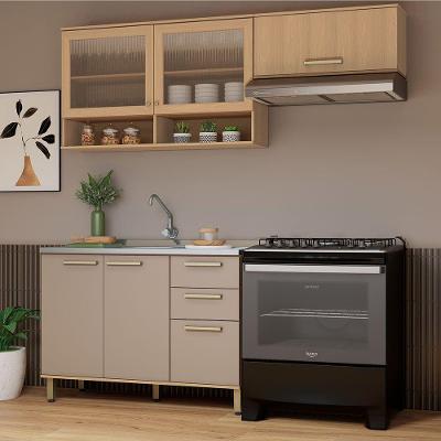 Cozinha Compacta 100% Mdf 3 Pçs Duna Luciane Móveis Freijó-cinammon