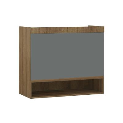 Armário Aéreo Maleiro Modulado 2 Pts 97cm Veneza Luciane Móv Avelã Pf/cinza Supremo Pf