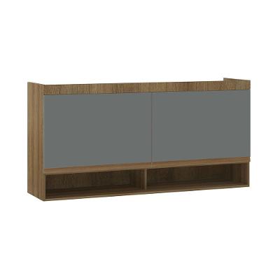 Armário Aéreo Maleiro Modulado 2 Pts 165cm Veneza Luciane Mó Avelã Pf/cinza Supremo Pf