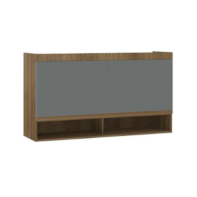 Armário Aéreo Maleiro Modulado 2 Pts 145cm Veneza Luciane Mó Avelã Pf/cinza Supremo Pf