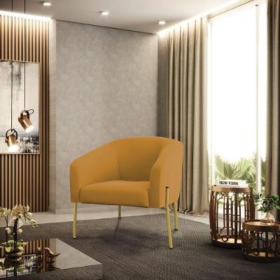 Poltrona Decorativa Stella D03 Sala De Estar Veludo Mostarda D'Rossi