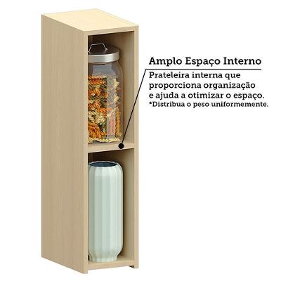 Armário Aéreo de Cozinha Aura 20CM 1 Porta 100% MDF Bater Cinza Cristal