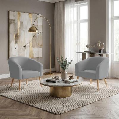 Kit 2 Poltronas Sala Decorativa Stella Pés Palito Cinza Veludo Cotelê D'Rossi