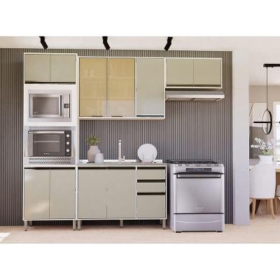 Cozinha Modulada Compacta 4 Peças Sem Tampo Linea Luciane Mó Pátina Ff-mocca Laca