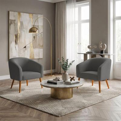 Kit 2 Poltronas Stella D03 Sala Pés Palito Couro Sintético Grafite D'Rossi