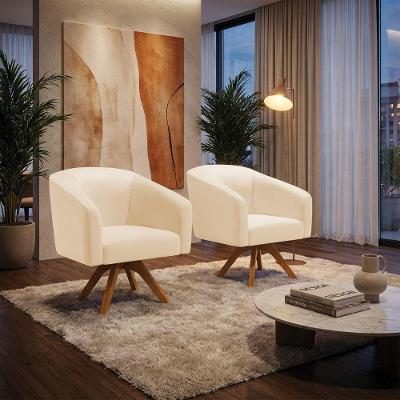 Kit 2 Poltronas Decorativas Stella Giratória Corino Cinza D'Rossi