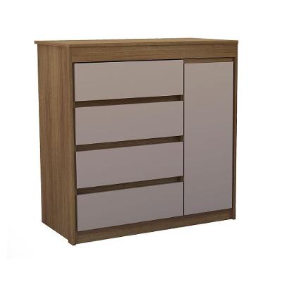 Cômoda Uni 4 Gavetas em MDF Amadeirado Avelã Pf Cinammon Pf com Sapateira