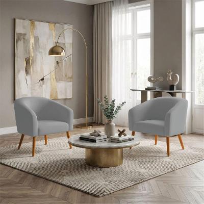 Kit 2 Poltronas Sala Stella Pés Palito Couro Sintético Cinza D'Rossi