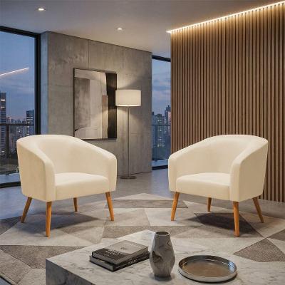 Kit 2 Poltronas Sala Decorativa Stella Sintético Pu Bege D03 D'Rossi