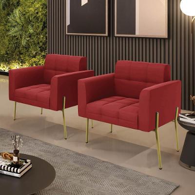 Kit 2 Poltronas Elisa Sala Decorativa Veludo Marsala D03 D'Rossi