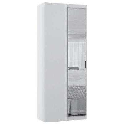 Guarda Roupa de Canto Reto 90cm 1 Porta Com Espelho Alpes Luciane Móveis Branco Pf