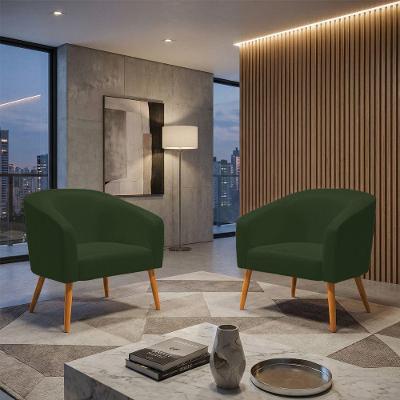 Kit 2 Poltronas Sala Decorativa Stella Verde Couro Sintético D'Rossi