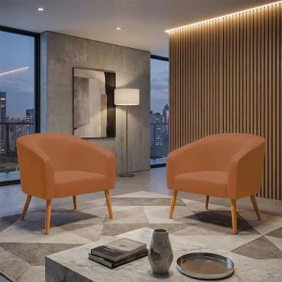 Kit 2 Poltronas Sala Decorativa Stella Sintético Pu Marrom D'Rossi