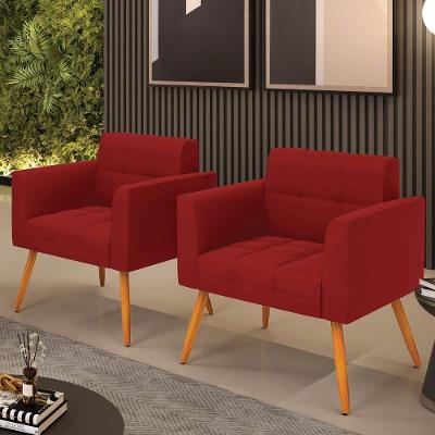 Kit 2 Poltronas Sala Decorativa Elisa D03 Veludo Marsala D'Rossi