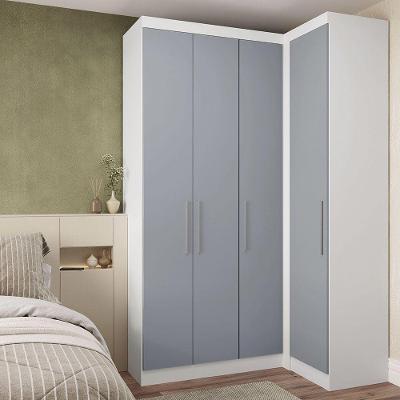 Guarda Roupa De Canto 2 Peças 4 Portas Alpes Luciane Móveis Branco Pf-grey Sky Pf