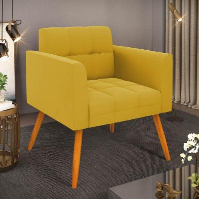 Poltrona Decorativa Elisa D03 Sala De Estar Veludo Mostarda Pés Palito D Rossi