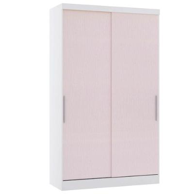 Guarda Roupa 134,5cm 2 Pts De Correr Alpes Luciane Móveis Branco Pf-rosa Pf