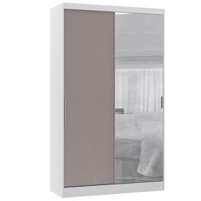 Guarda Roupa 134,5cm 2 Portas De Correr Com Espelho Alpes Luciane Móveis Branco Pf-cinammon Pf