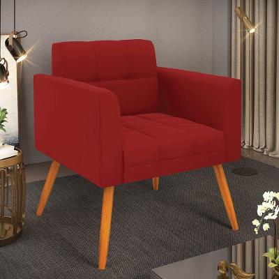 Poltrona Decorativa Elisa Sala Veludo Marsala Pés Palito Castanho D'Rossi