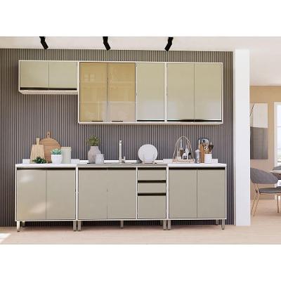 Cozinha Modulada Compacta 5 Peças Sem Tampo Linea Luciane Mó Pátina Ff-mocca Laca