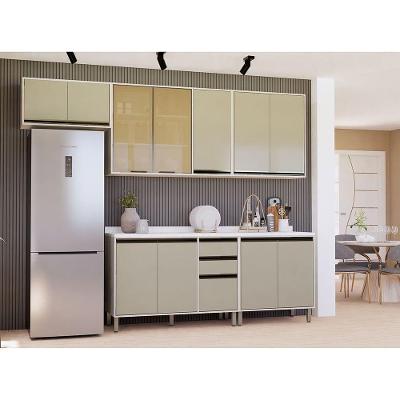 Cozinha Modulada Compacta 5 Peças Com Tampo Linea Luciane Mó Pátina Ff-mocca Laca