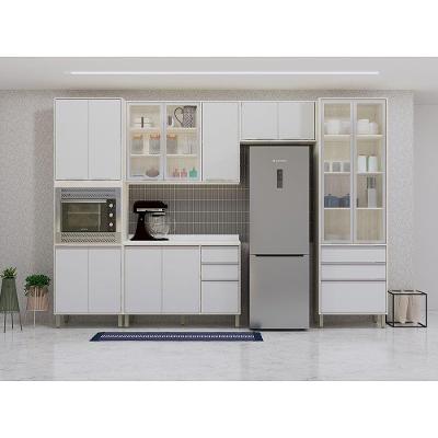 Cozinha Modulada Compacta 5 Peças Com Tampo Art Luciane Móve Pátina-cinza Cristal