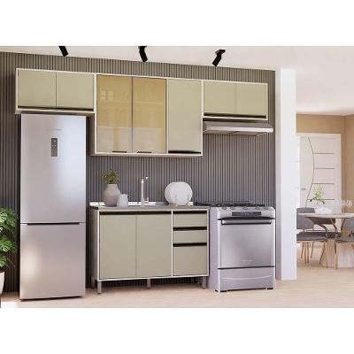 Cozinha Modulada Compacta 4 Peças Sem Tampo Linea Luciane Mó Pátina Ff-mocca Laca