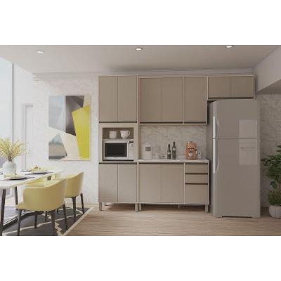Cozinha Modulada Compacta 4 Peças Com Tampo E Espaço Para Fo Pátina Ff/mocca Laca