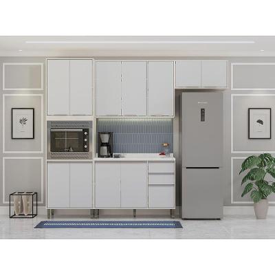 Cozinha Modulada Compacta 4 Peças Com Tampo Art Luciane Móve Pátina-cinza Cristal