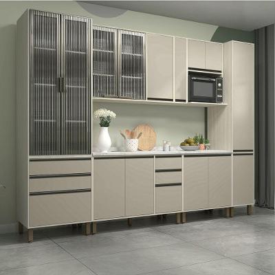 Cozinha Completa 7 Pçs Espaço Micro-ondas E Tampo 310cm Line Pátina Ff-mocca Laca