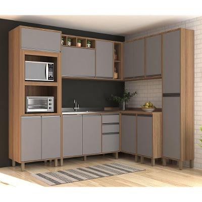 Cozinha Completa 8 Pçs Espaço Micro-ondas 365cm Isa Luciane Vanilla-cinza Puro