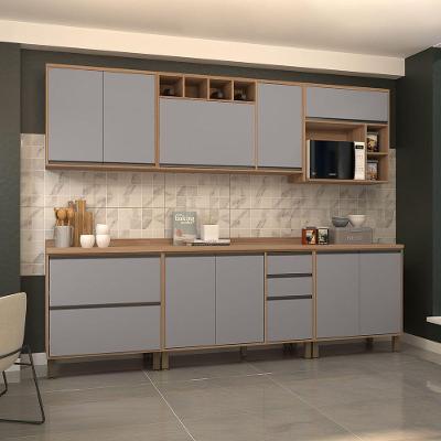 Cozinha Completa 6 Pçs Nicho Micro-ondas E Tampo 280cm Isa L Vanilla-cinza Puro