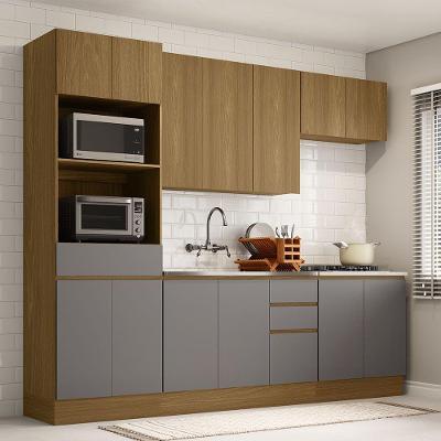 Cozinha Completa 5 Pçs Espaços Para Micro-ondas E Tampo Freijó-freijó Brasil-cinza Puro