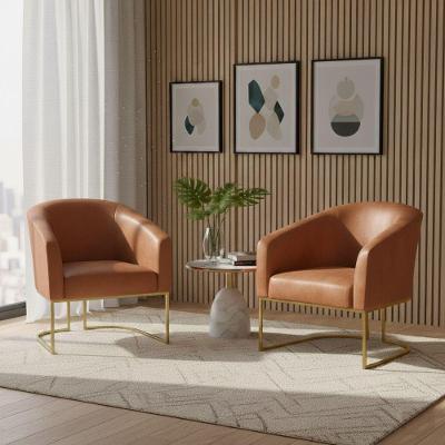 Poltrona Sala Decorativa Kit 2 Stella Base Industrial Sintético Pu Whisky D03 D'Rossi