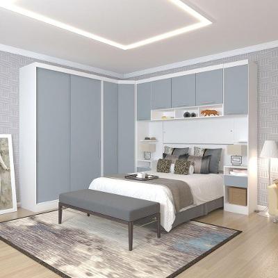 Quarto Com 6 Módulos E Cabeceira Alpes Luciane Móveis Branco Pf-grey Sky Pf