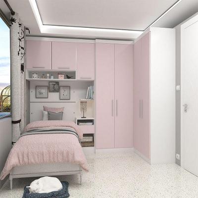 Quarto Com 5 Módulos E Cabeceira Alpes Luciane Móveis Branco Pf-rosa Pf
