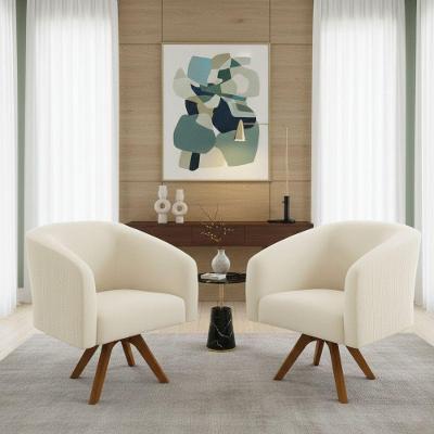 Kit 2 Poltronas Decorativas Stella Giratória Veludo Cotelê Bege D'Rossi