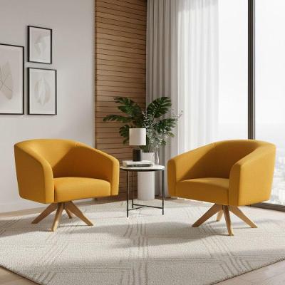 Kit 2 Poltronas Stella Giratória Veludo Mostarda D'Rossi