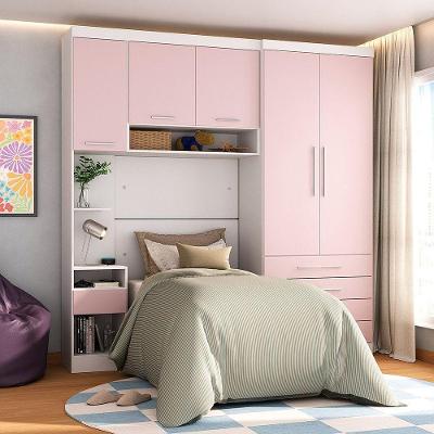 Quarto 5 Portas 5 Gavetas Cab St Alpes Master Luciane Móveis Branco Pf-rosa Pf