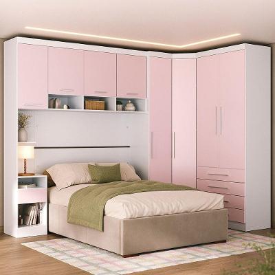 Quarto 8 Portas 5 Gavetas Cab Qn Alpes Master Luciane Móveis Branco Pf-rosa Pf