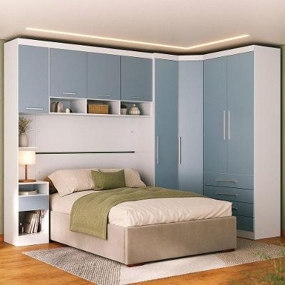 Quarto 8 Portas 5 Gavetas Cab Qn Alpes Master Luciane Móveis Branco Pf-grey Sky Pf